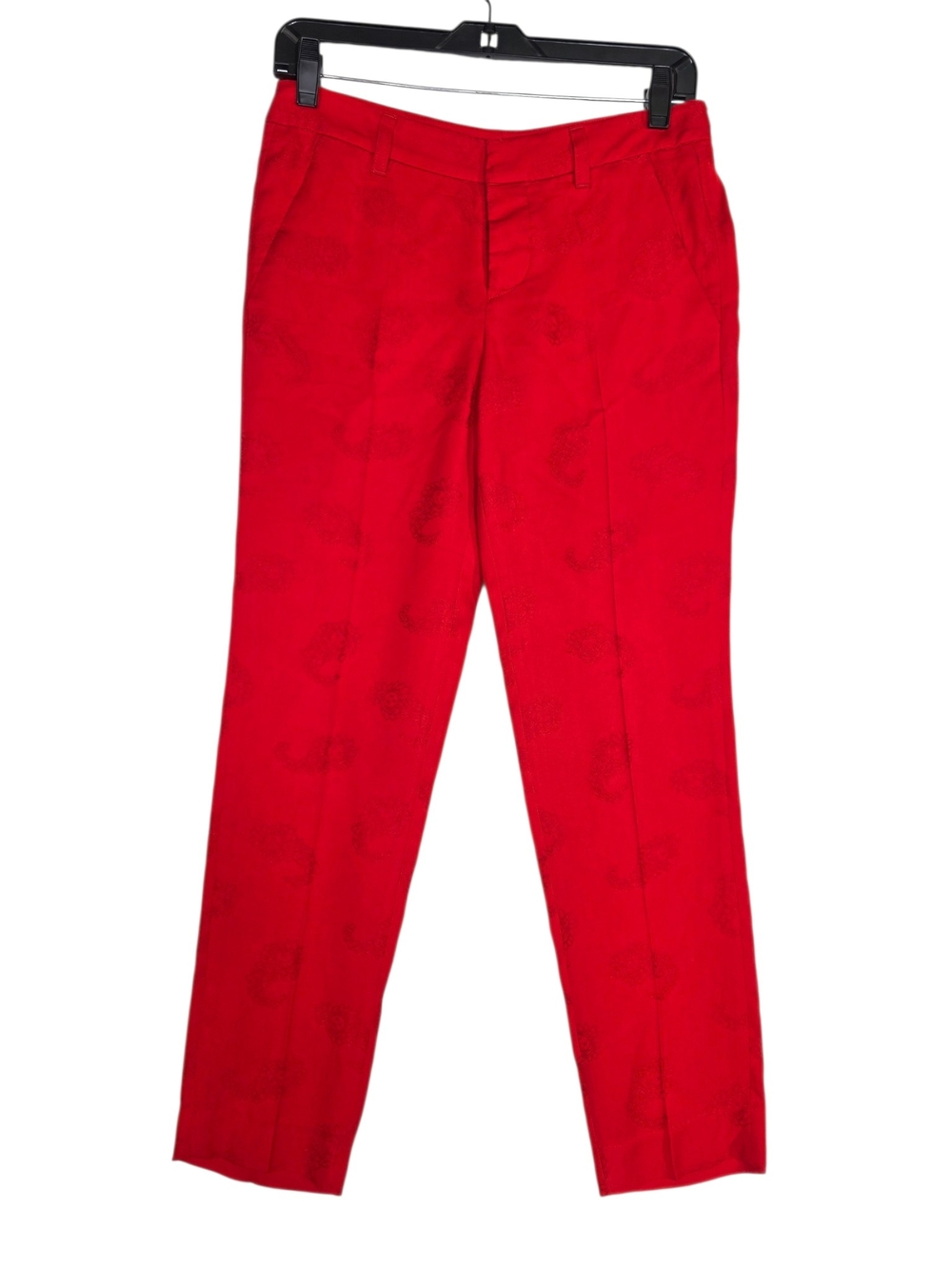 Zadig & Voltaire Prune Jacquared Paisley Bright Red Tailored Women's Pants